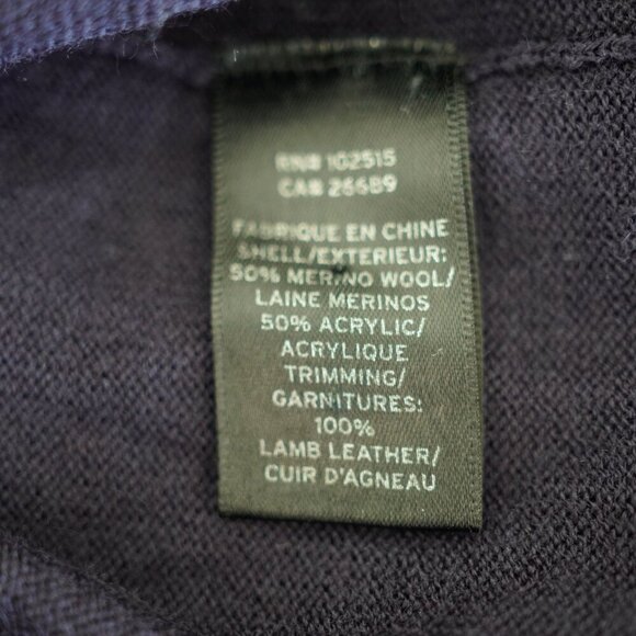 John Varvatos Luxe Merino Wool Sweater - Small - Navy Blue with Leather Elbow Pa - Picture 6 of 10